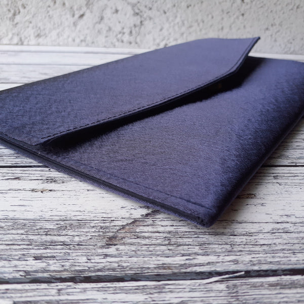 Navy Blue Satin Fold Over Envelope Clutch Bag