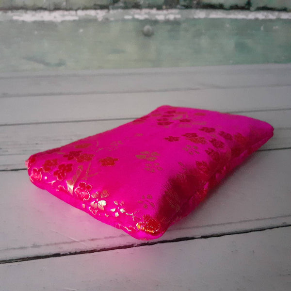 Pink and Gold Blossom Floral Brocade Zip Coin Purse  Pouch