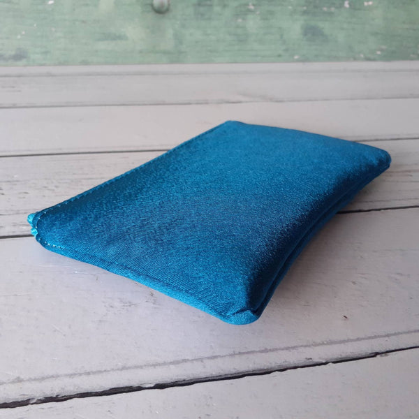 Teal Green Satin Zip Coin Purse  Pouch