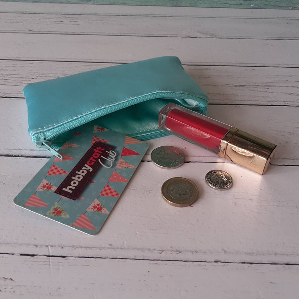 Mint Green Satin Zip Coin Purse  Pouch