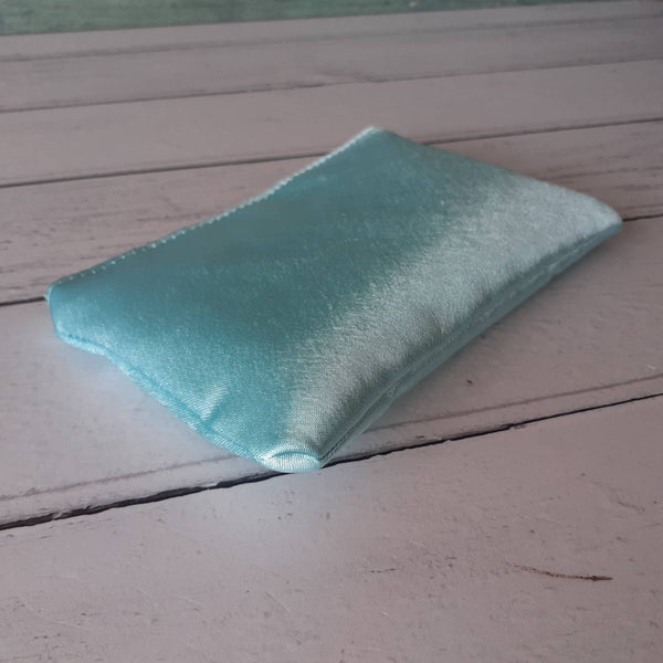 Mint Green Satin Zip Coin Purse  Pouch