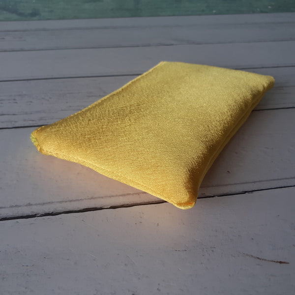 Golden Yellow Satin Zip Coin Purse  Pouch