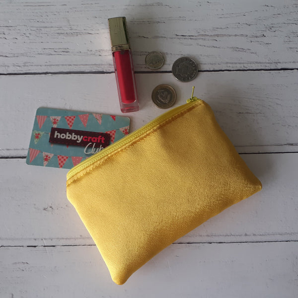 Golden Yellow Satin Zip Coin Purse  Pouch