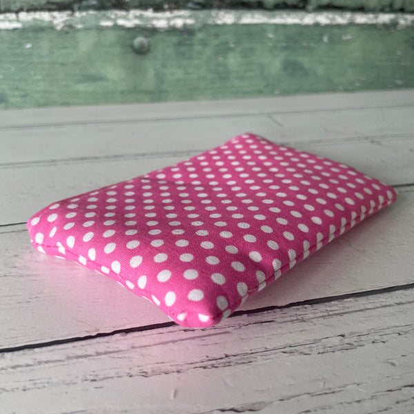 Candy Pink and White Polka Dot Cotton Zip Coin Purse  Pouch