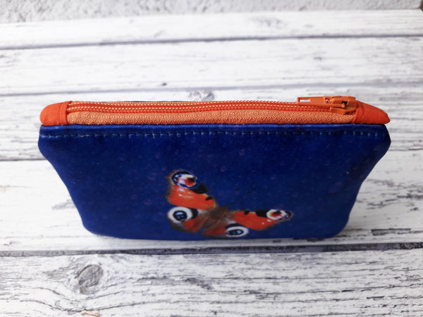 Red and Blue Butterfly Zipper Coin Purse Pouch