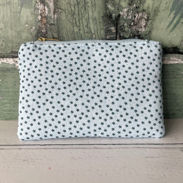 Blue Ditzy Floral Cotton Coin Zipper Purse Pouch