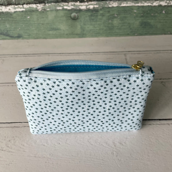 Blue Ditzy Floral Cotton Coin Zipper Purse Pouch